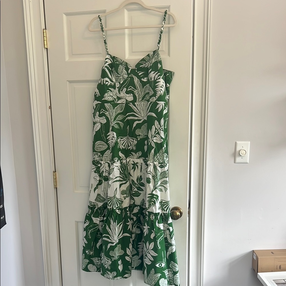 Farm Rio Green and White Floral Dress